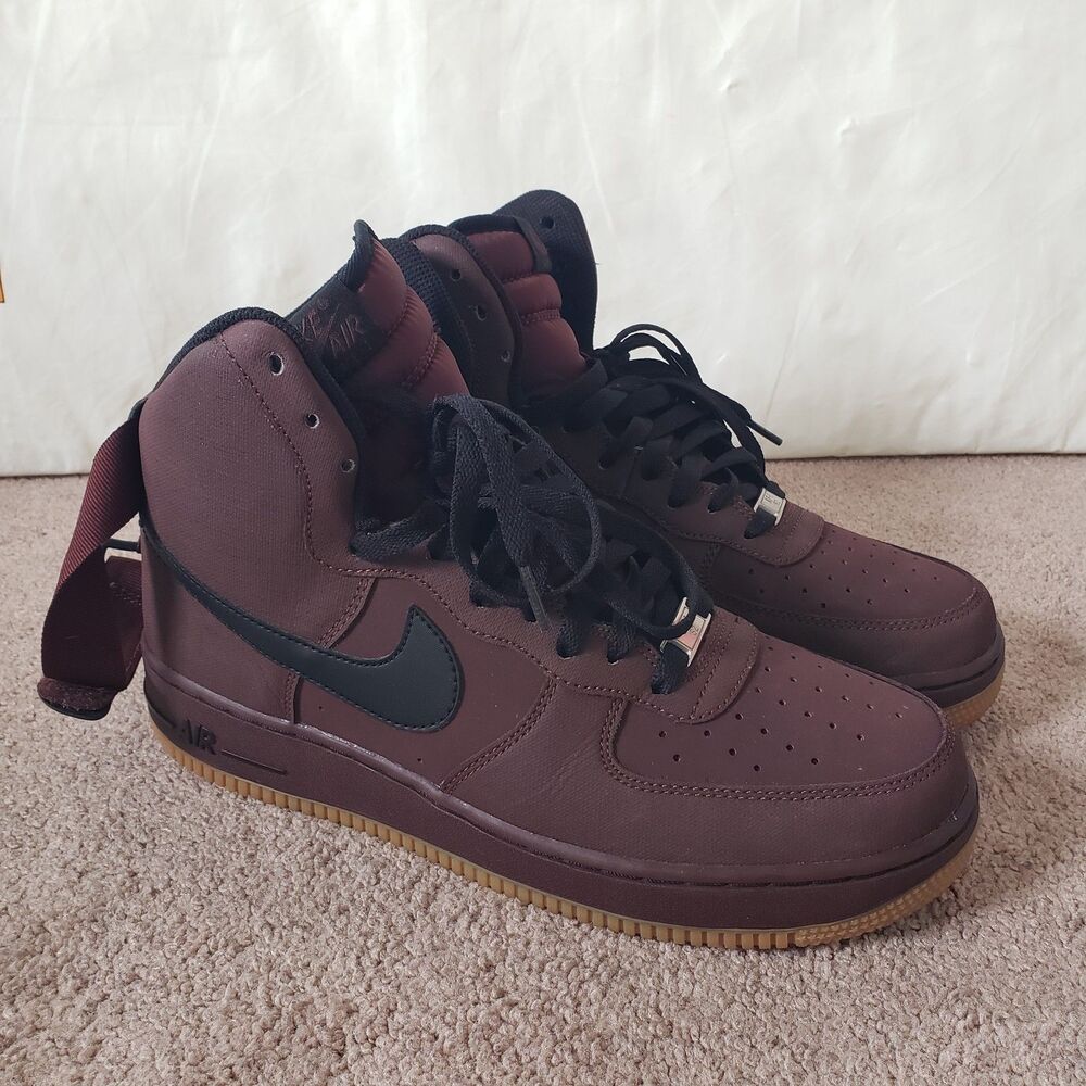 2013 Nike Air Force 1 07 High Size 9.5 Mens Barkroot Brown Gum Sneakers